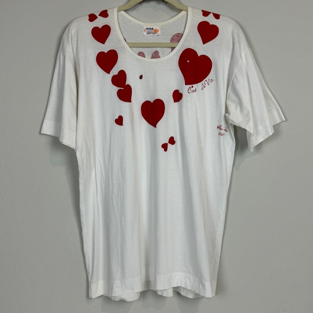 Vintage Alan Hsu Hawaii Oversized Heart Graphics C'est la Vie T-shirt S